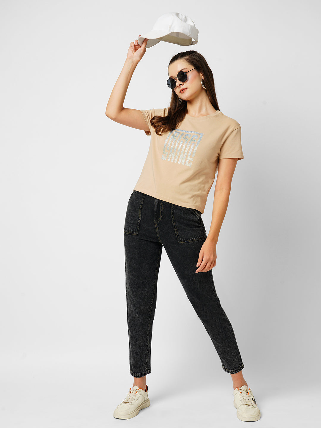 Women Carbon Black High-Rise Baggy Fit Jeans
