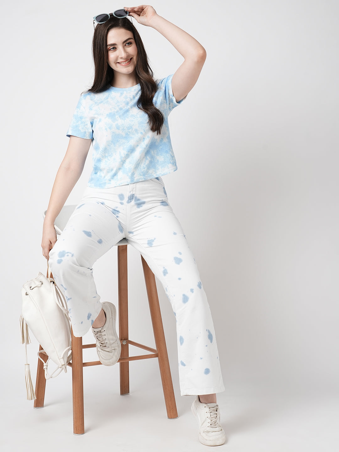 Women Sky Tie & Dye Slim T-Shirt