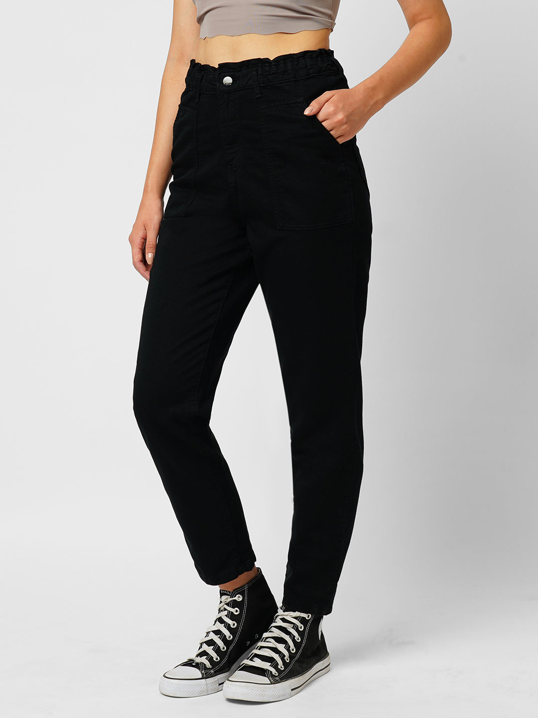 Women Black High-Rise Baggy Fit Jeans