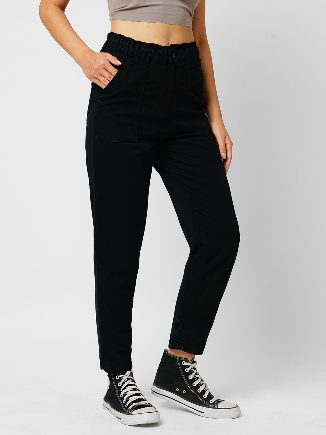 Women Black High-Rise Baggy Fit Jeans