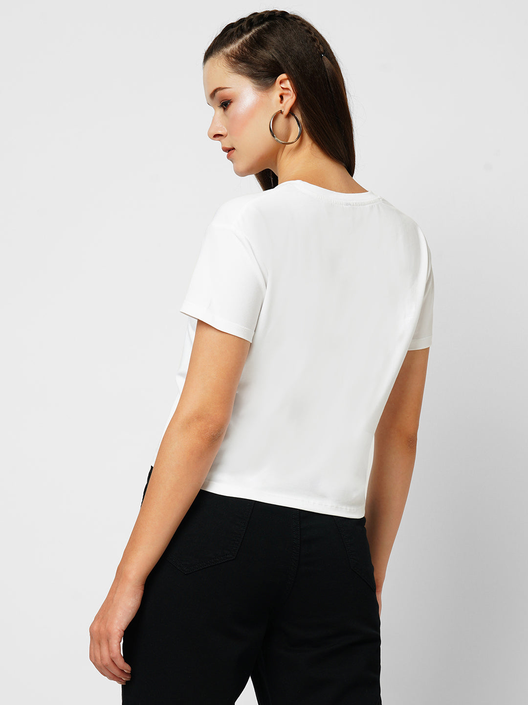 Women White Crop T-Shirt