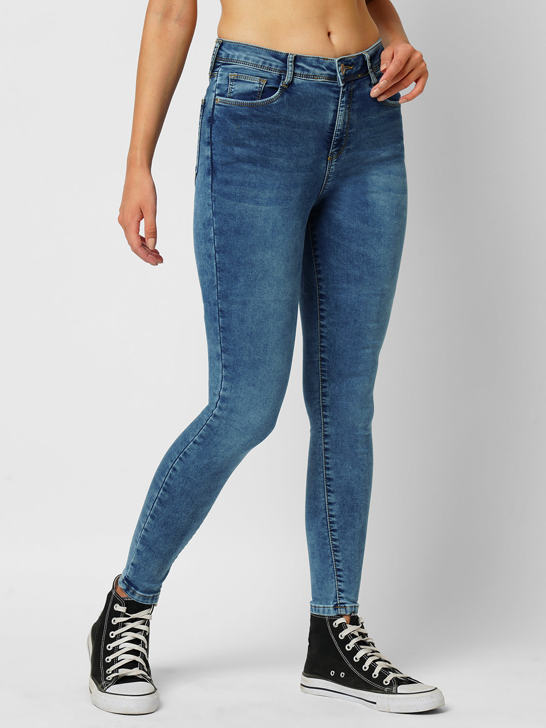 Women Blue Mid-Rise Skinny Jeans