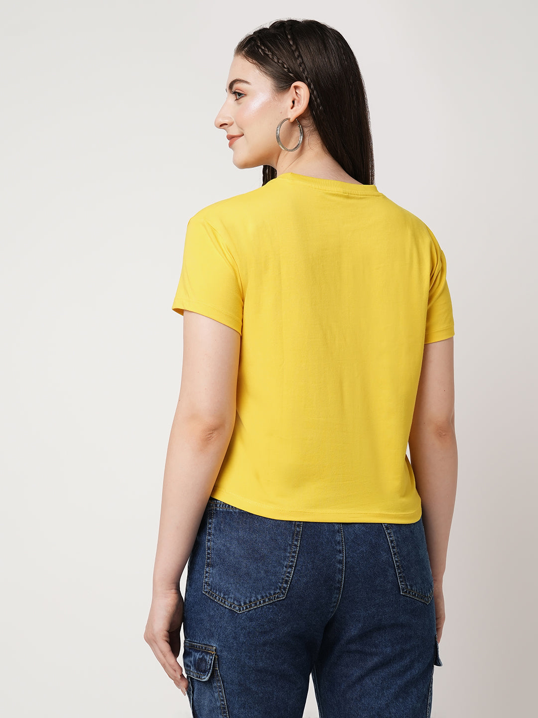 Women Golden Sunset Solid Slim T-Shirt