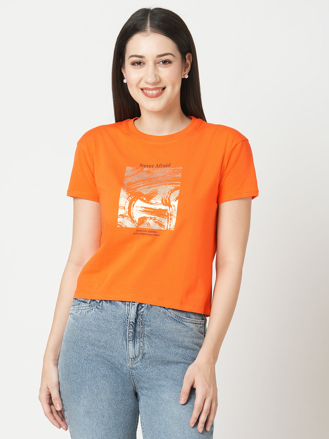 Women Tangerine Graphic Tees