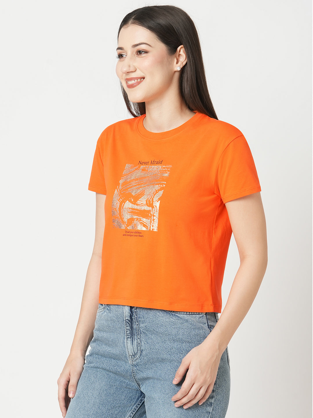 Women Tangerine Graphic Tees