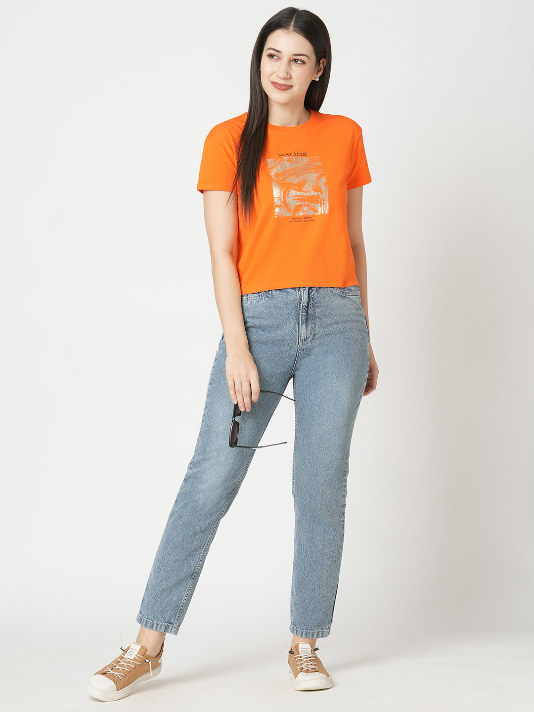 Women Tangerine Graphic Tees