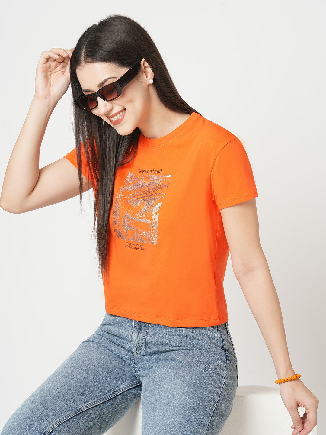 Women Tangerine Graphic Tees