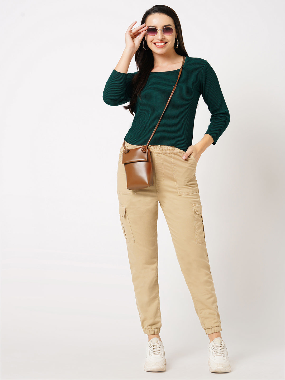 Women High-Rise Denim Joggers