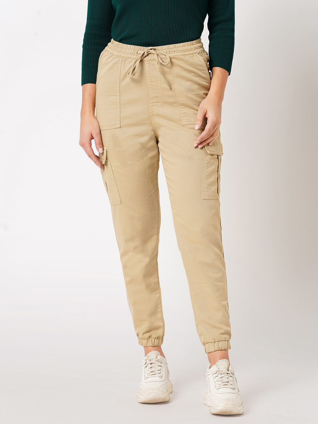 Women High-Rise Denim Joggers