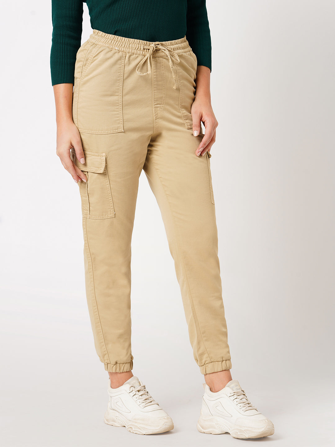 Women High-Rise Denim Joggers