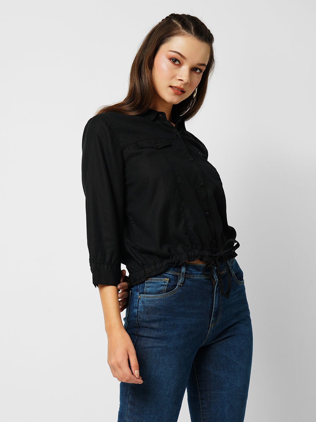 Women Black Slim Shirt