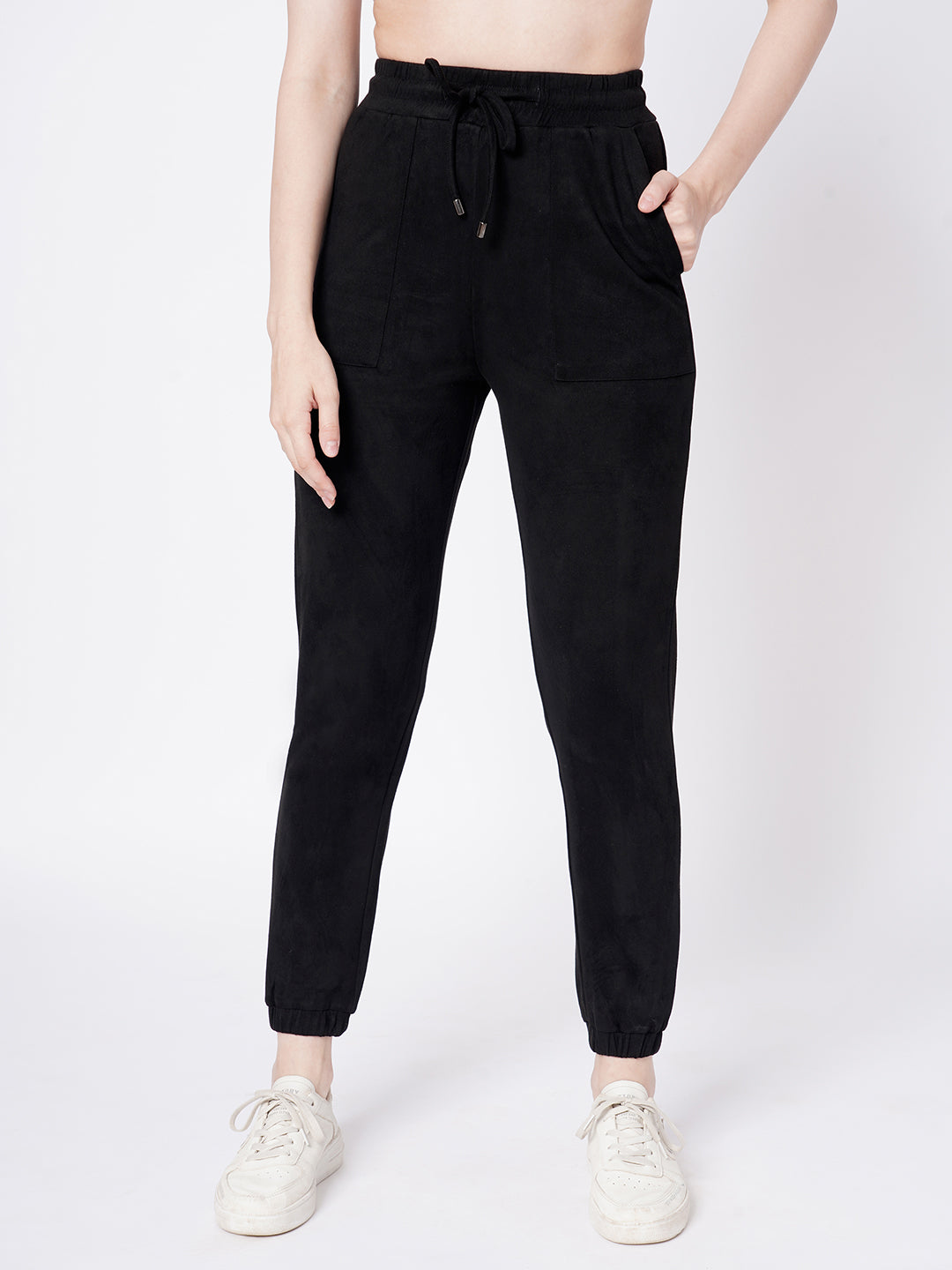 Women Black High-Rise Joggers