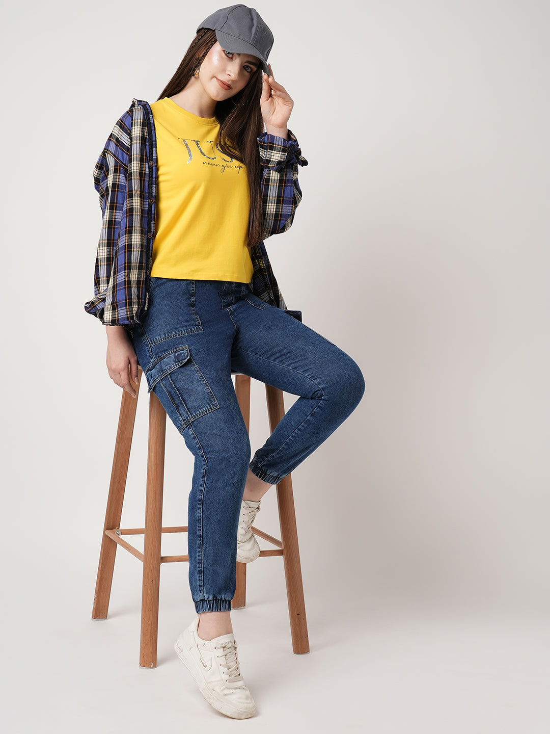Women Blue Mid-Rise Skinny Joggers