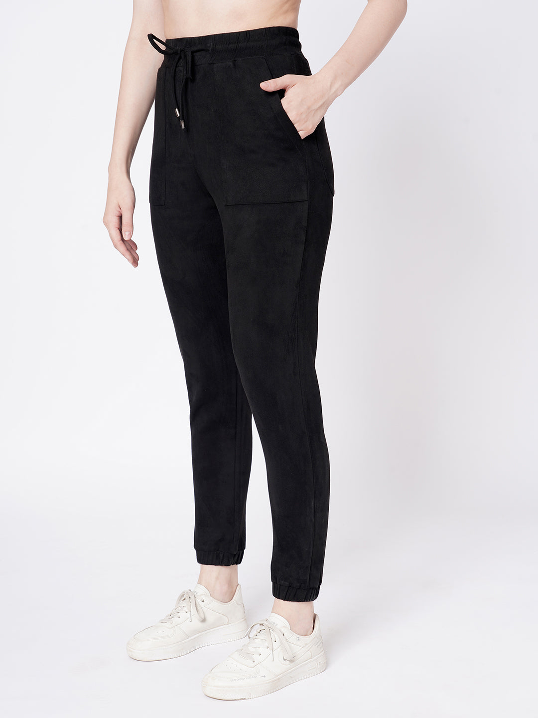 Women Black High-Rise Joggers