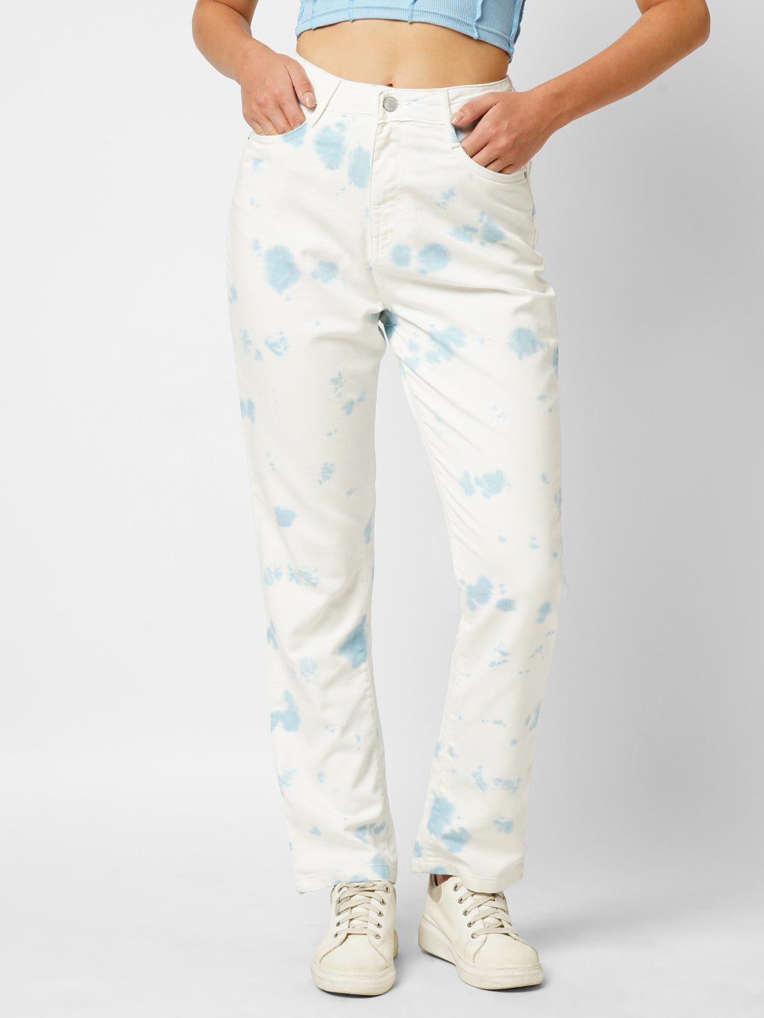 Women White High-Rise Straight Fit Jeans