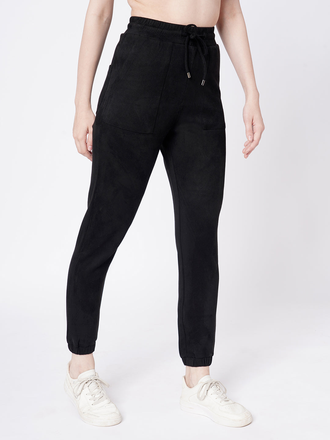 Women Black High-Rise Joggers