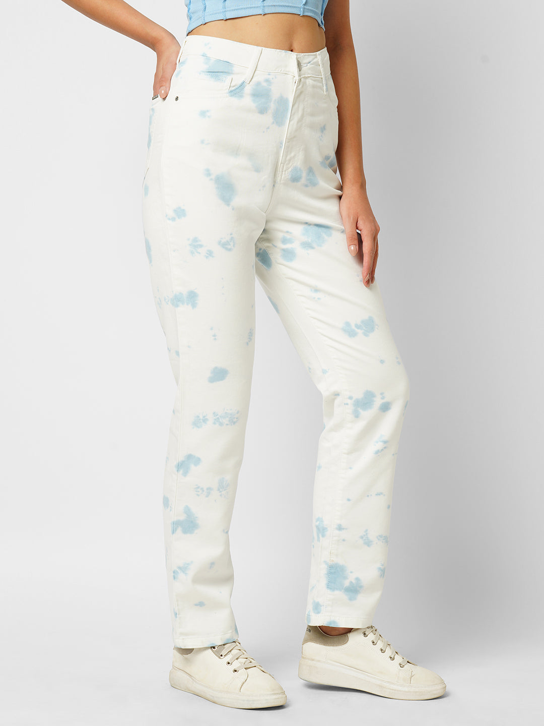 Women White High-Rise Straight Fit Jeans