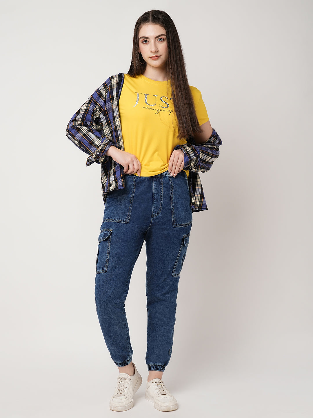 Women Blue Mid-Rise Skinny Joggers