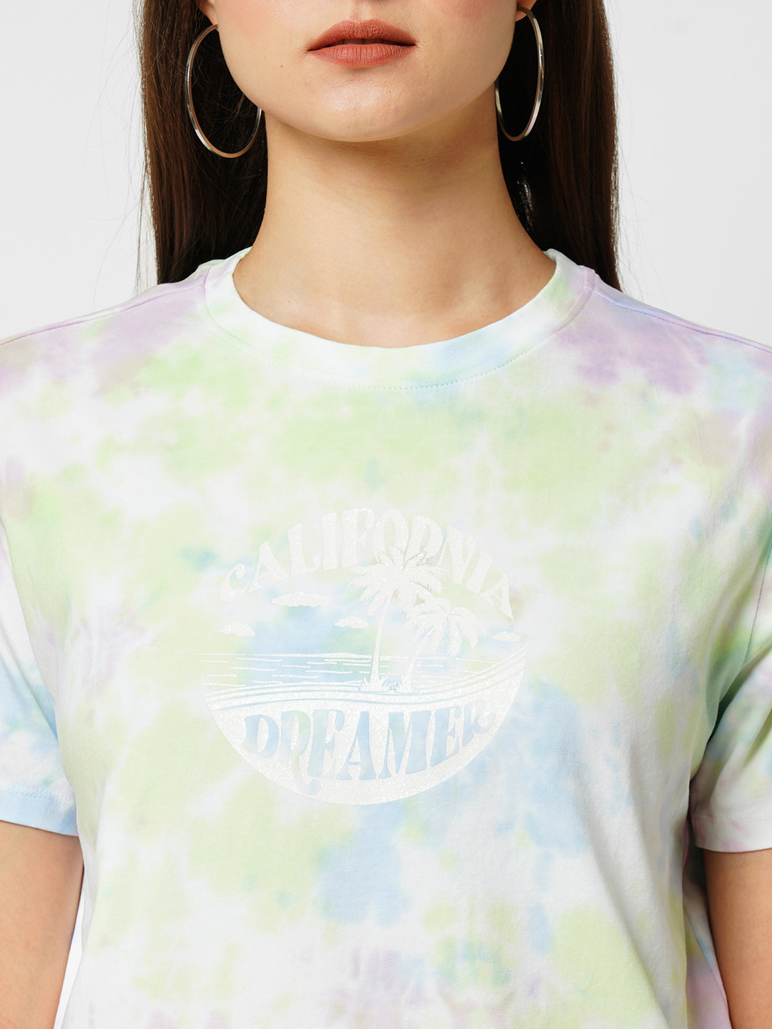 Women Leafy Tie Dry Oversized T-Shirt