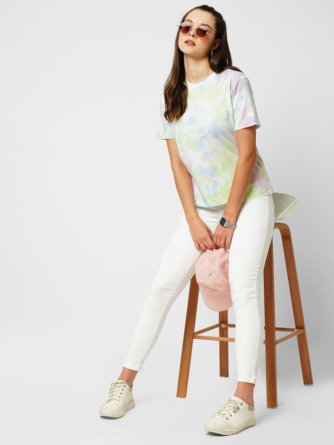 Women Leafy Tie Dry Oversized T-Shirt