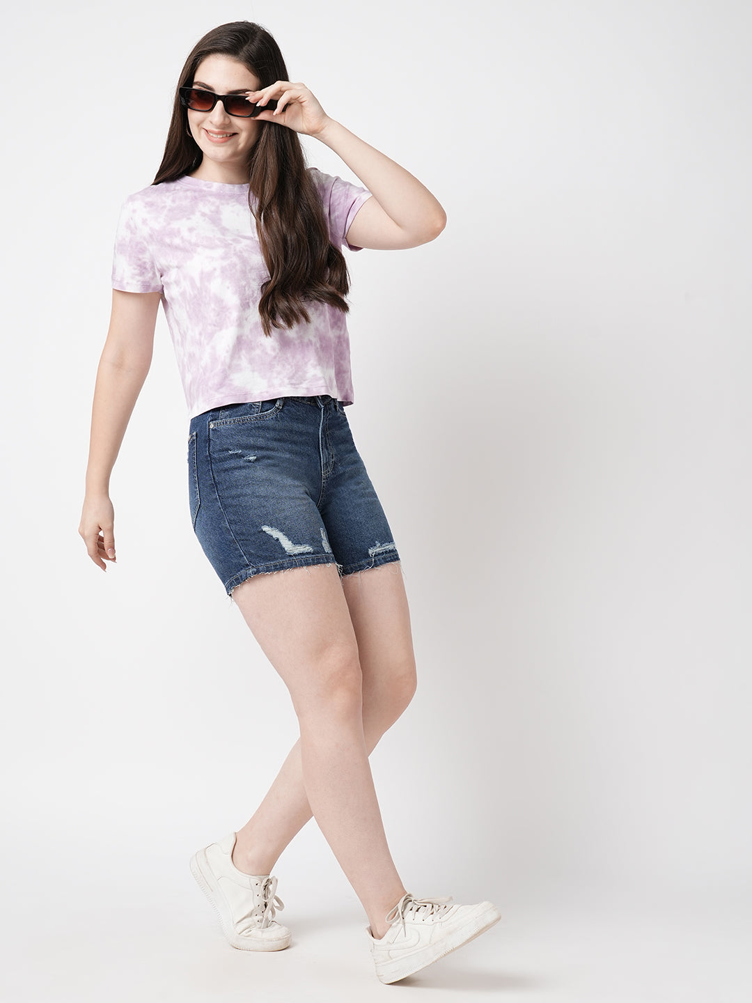 Women Blue High-Rise Slim Shorts
