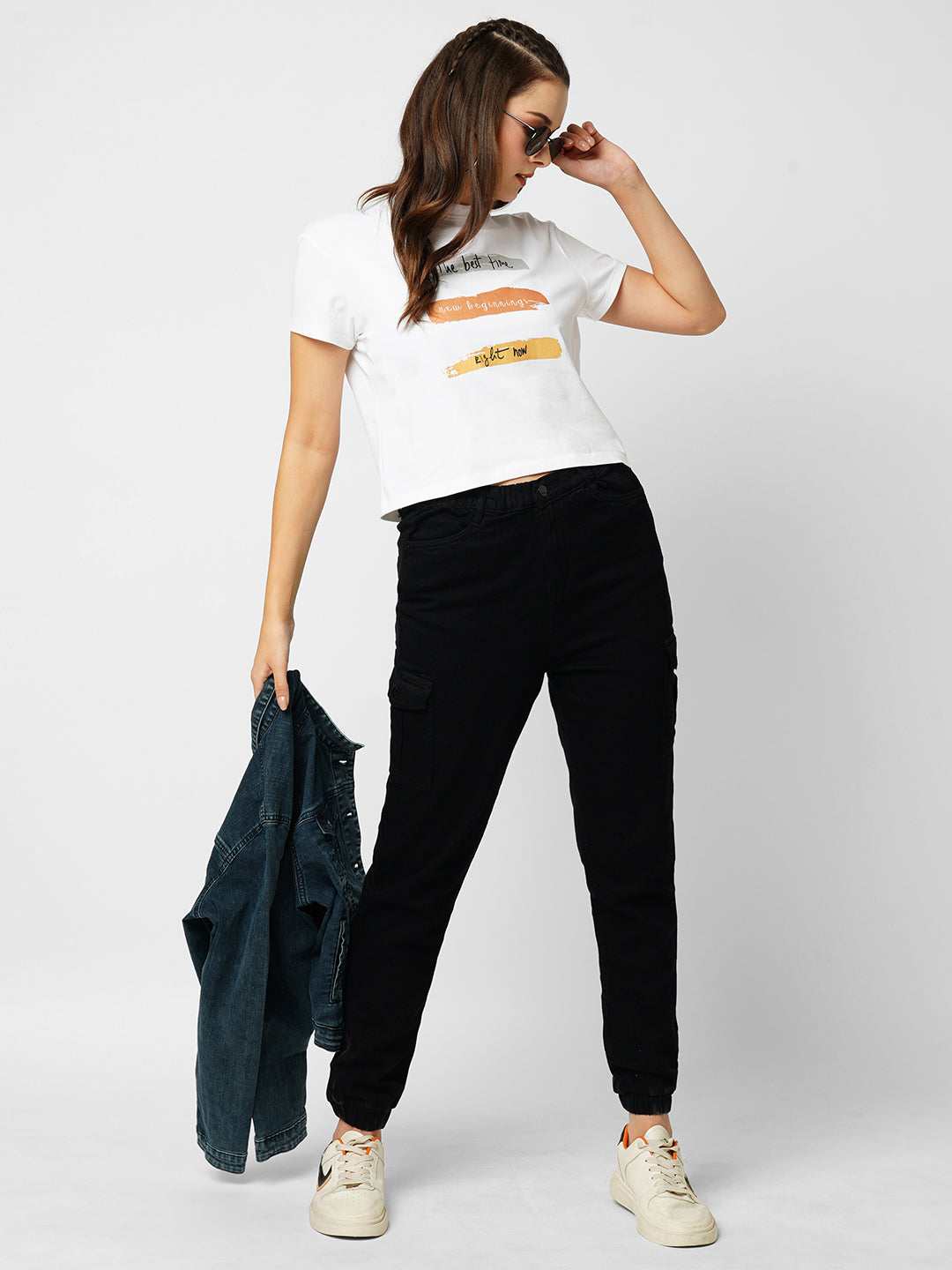 Women Black Mid-Rise Skinny Cargo
