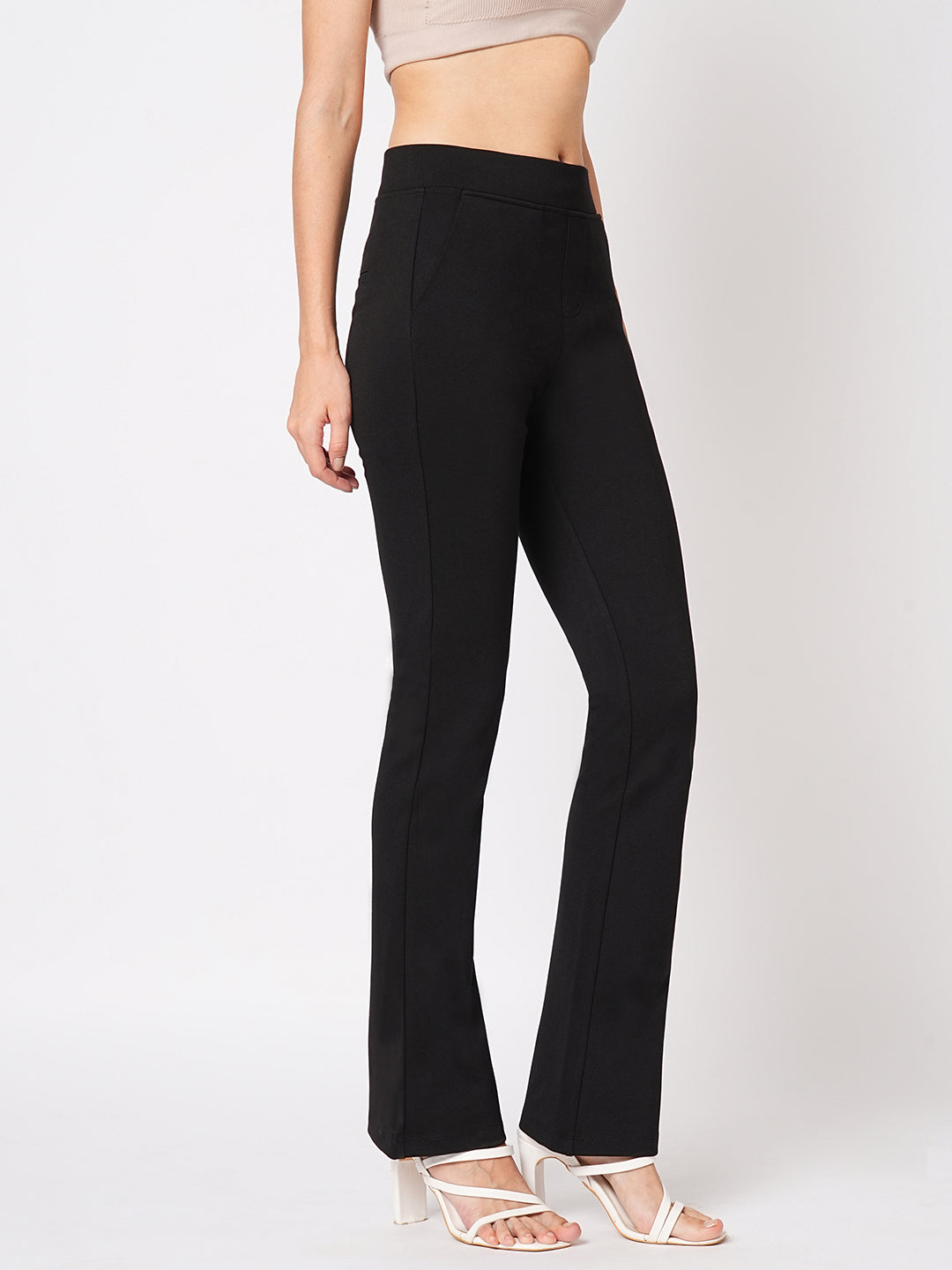 Women High-Rise Mini Flare Treggings