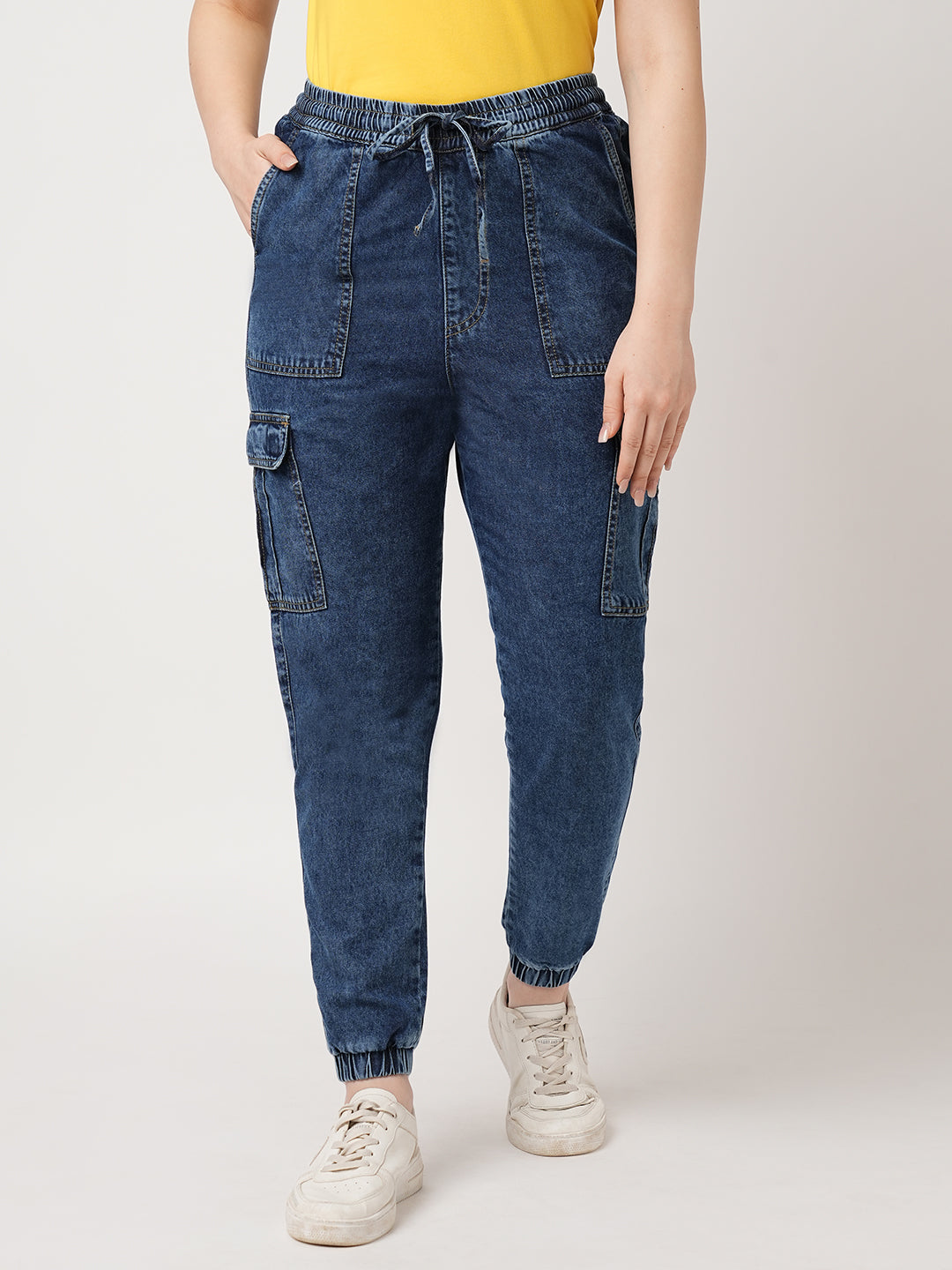 Women Blue Mid-Rise Skinny Joggers