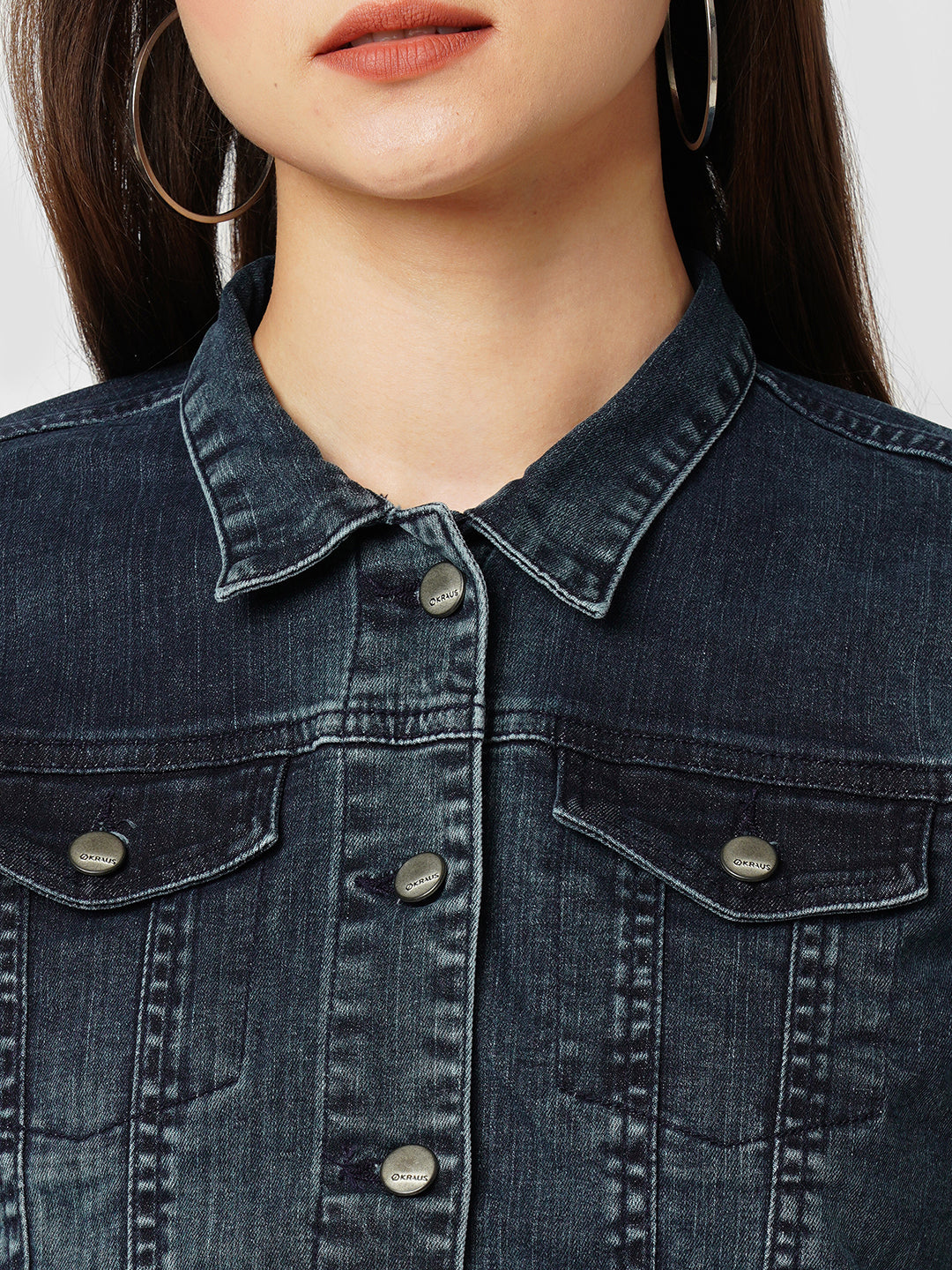 Women Carbon Blue Denim Jacket