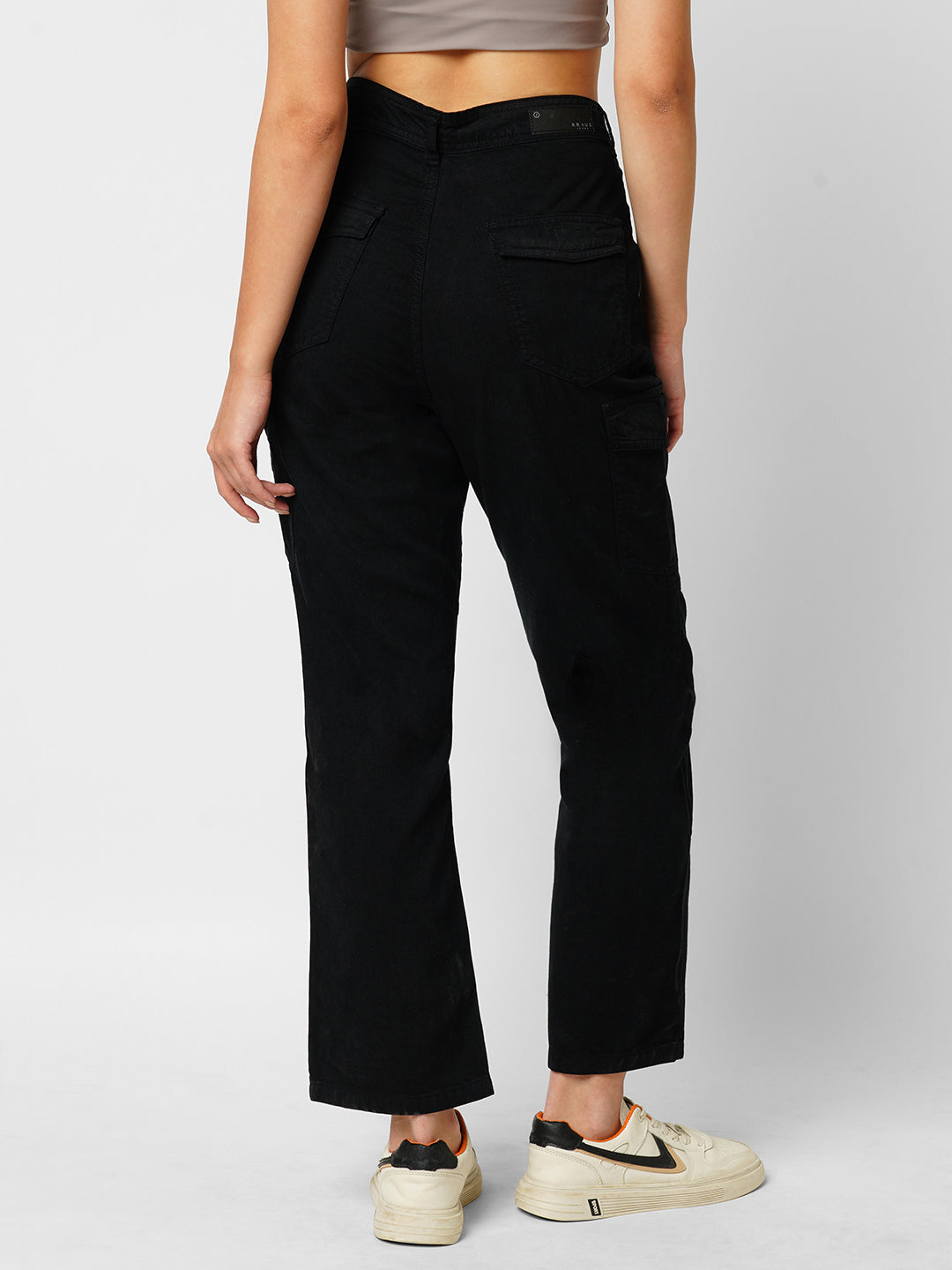 Women Black Mid-Rise Skinny Cargo