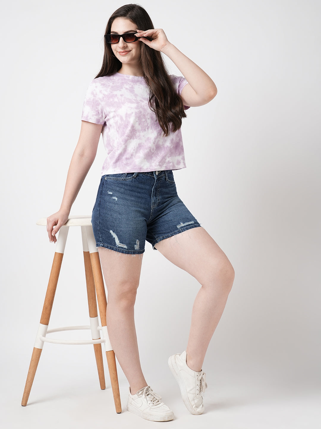 Women Blue High-Rise Slim Shorts