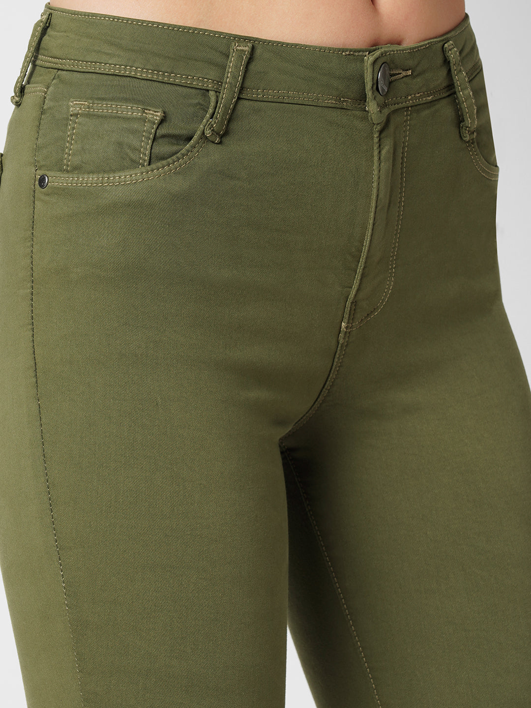 Women Olive High-Rise Skinny Jeans