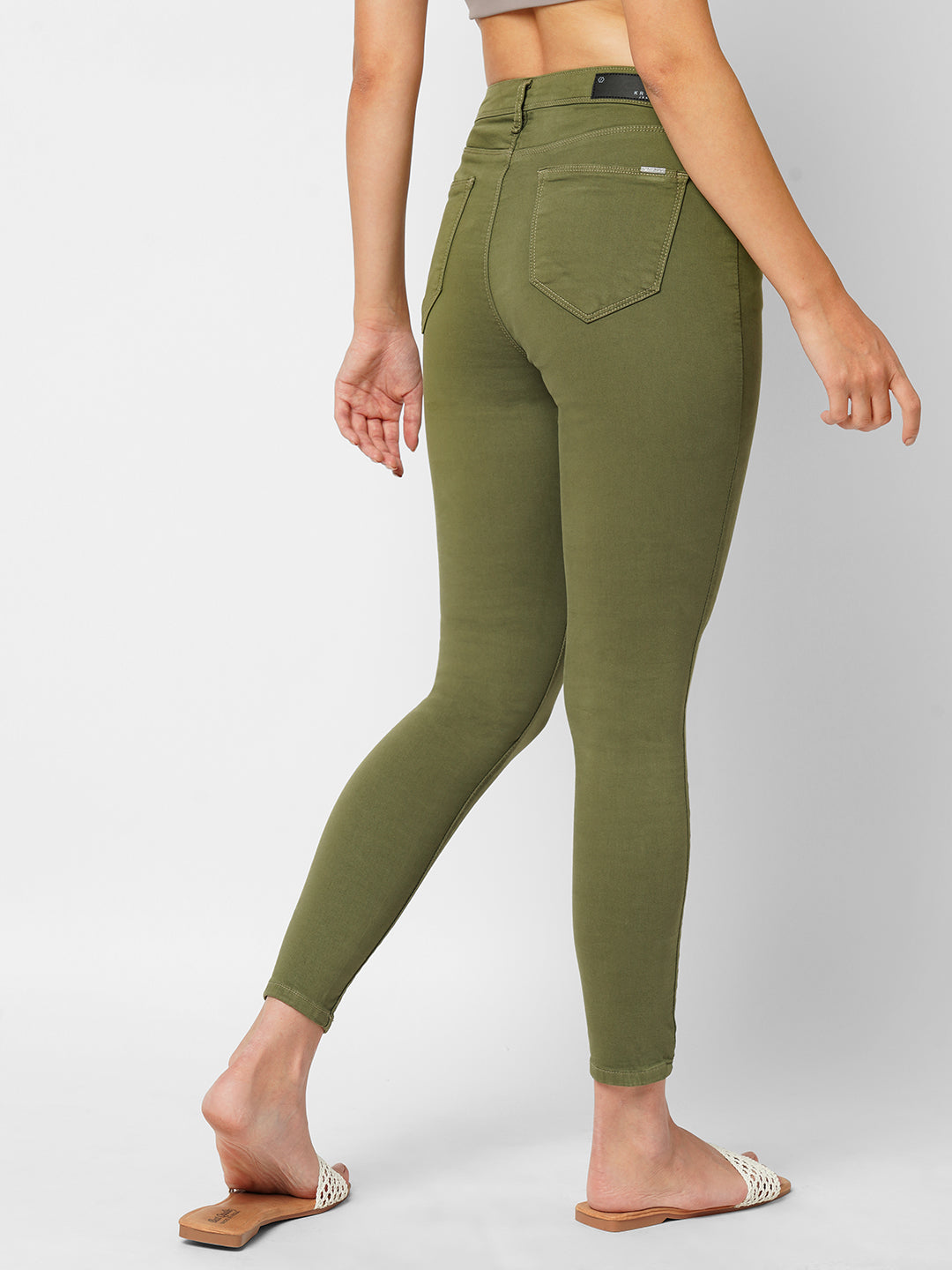 Women Olive High-Rise Skinny Jeans