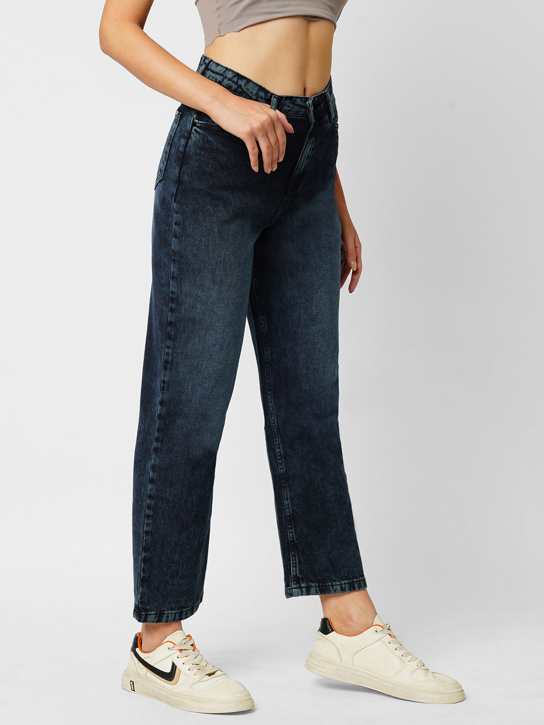 Women High-Rise Loose Straight Jeans
