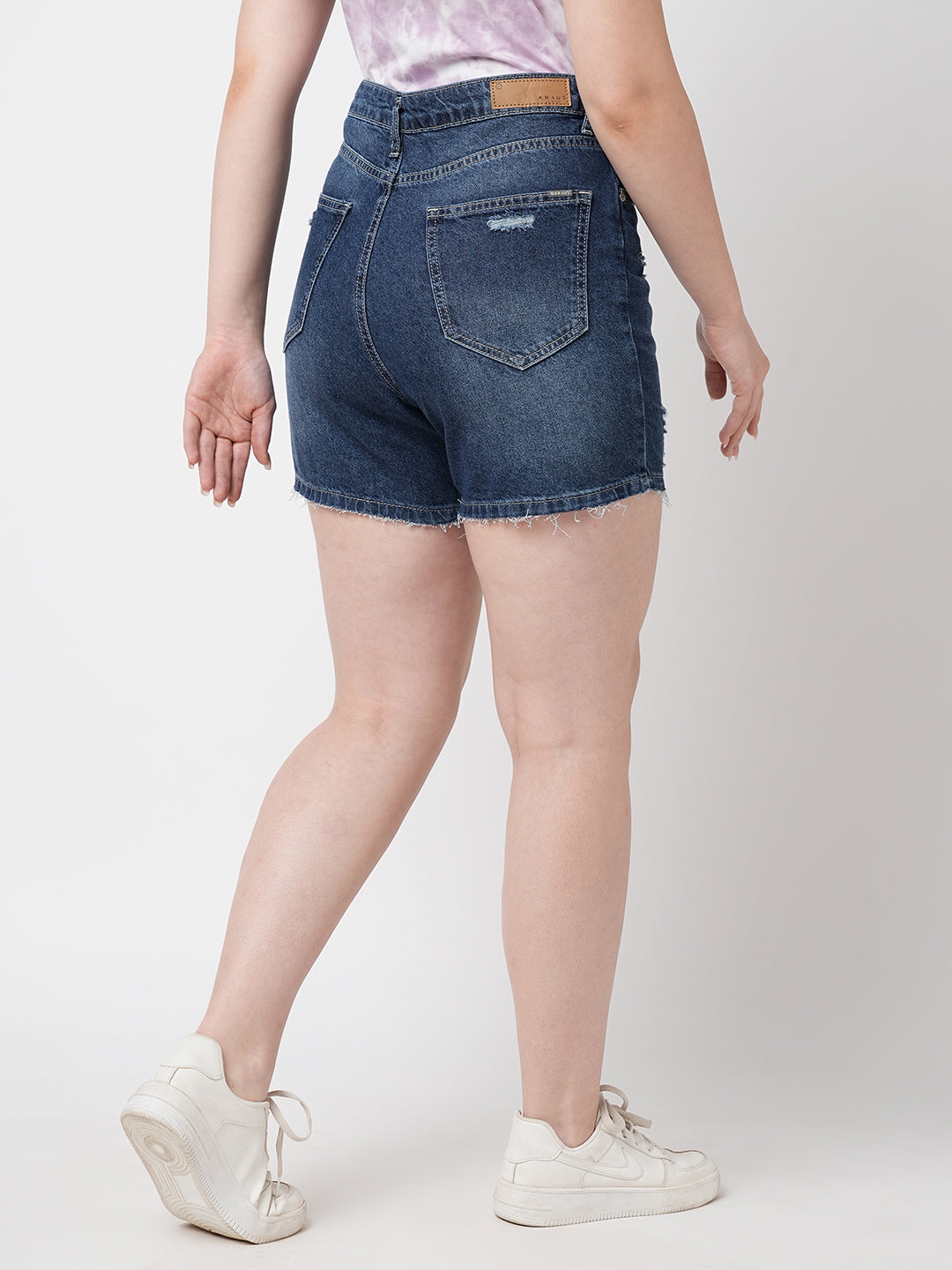 Women Blue High-Rise Slim Shorts