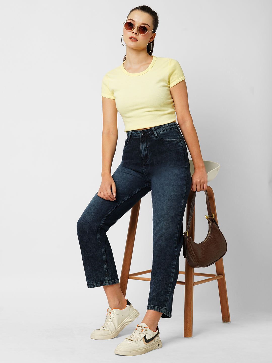 Women High-Rise Loose Straight Jeans