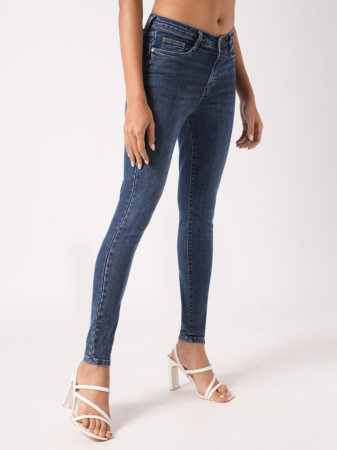 Women Blue High-Rise Skinny Jeans