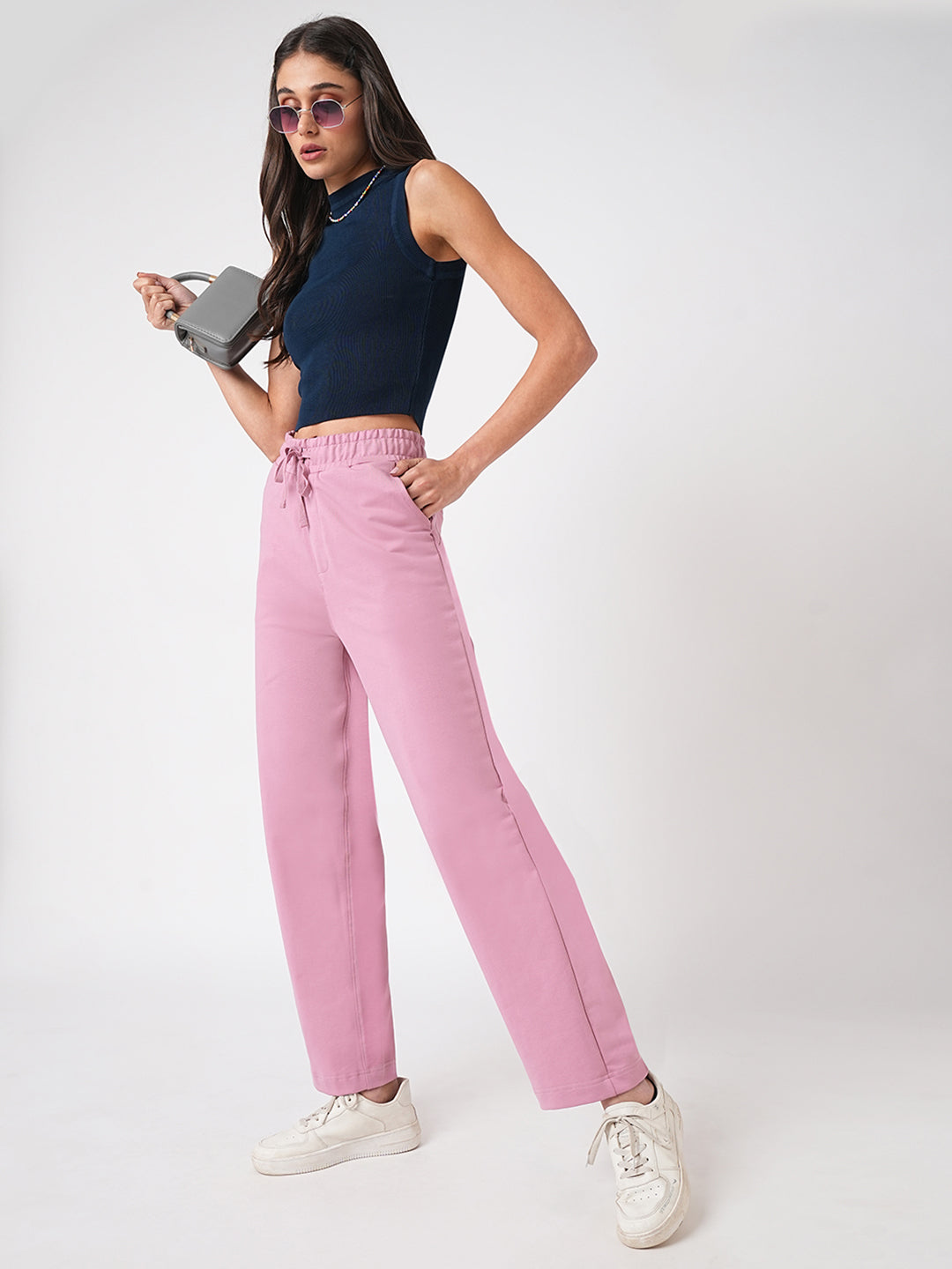 Women Dusty Pink Mid-Rise Athleisure