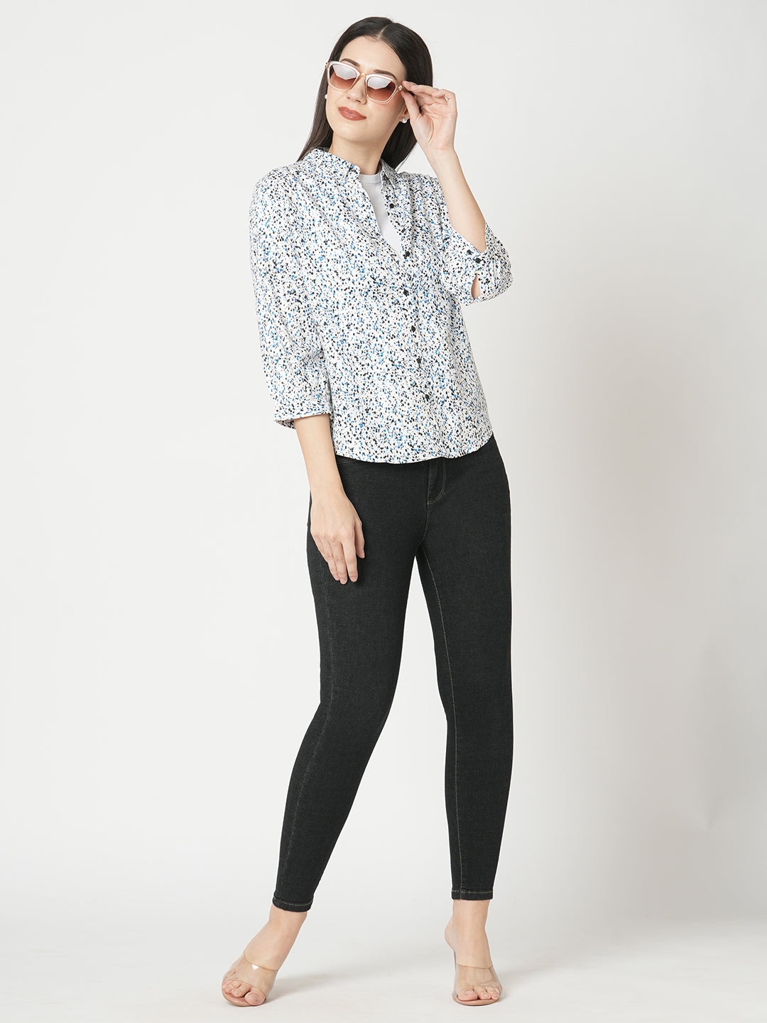 Women Galaxy Print Slim Fit Shirt