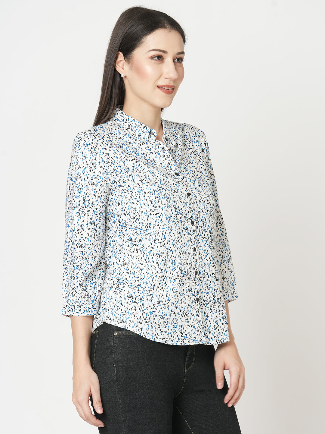 Women Galaxy Print Slim Fit Shirt