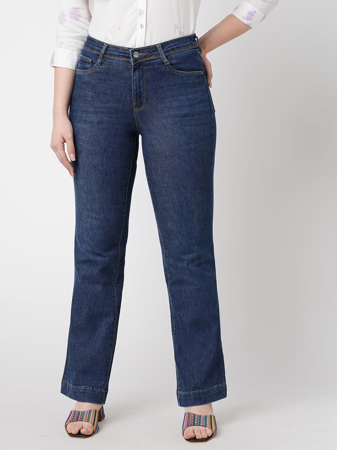 Women Blue High-Rise Flare Jeans