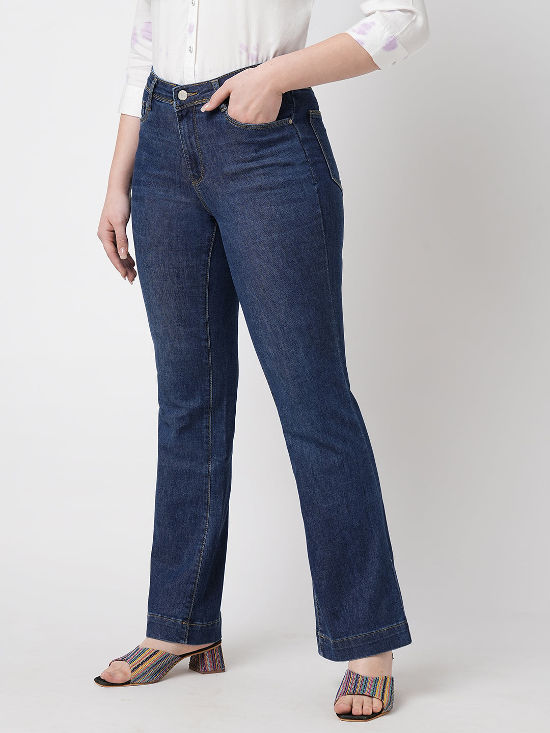 Women Blue High-Rise Flare Jeans