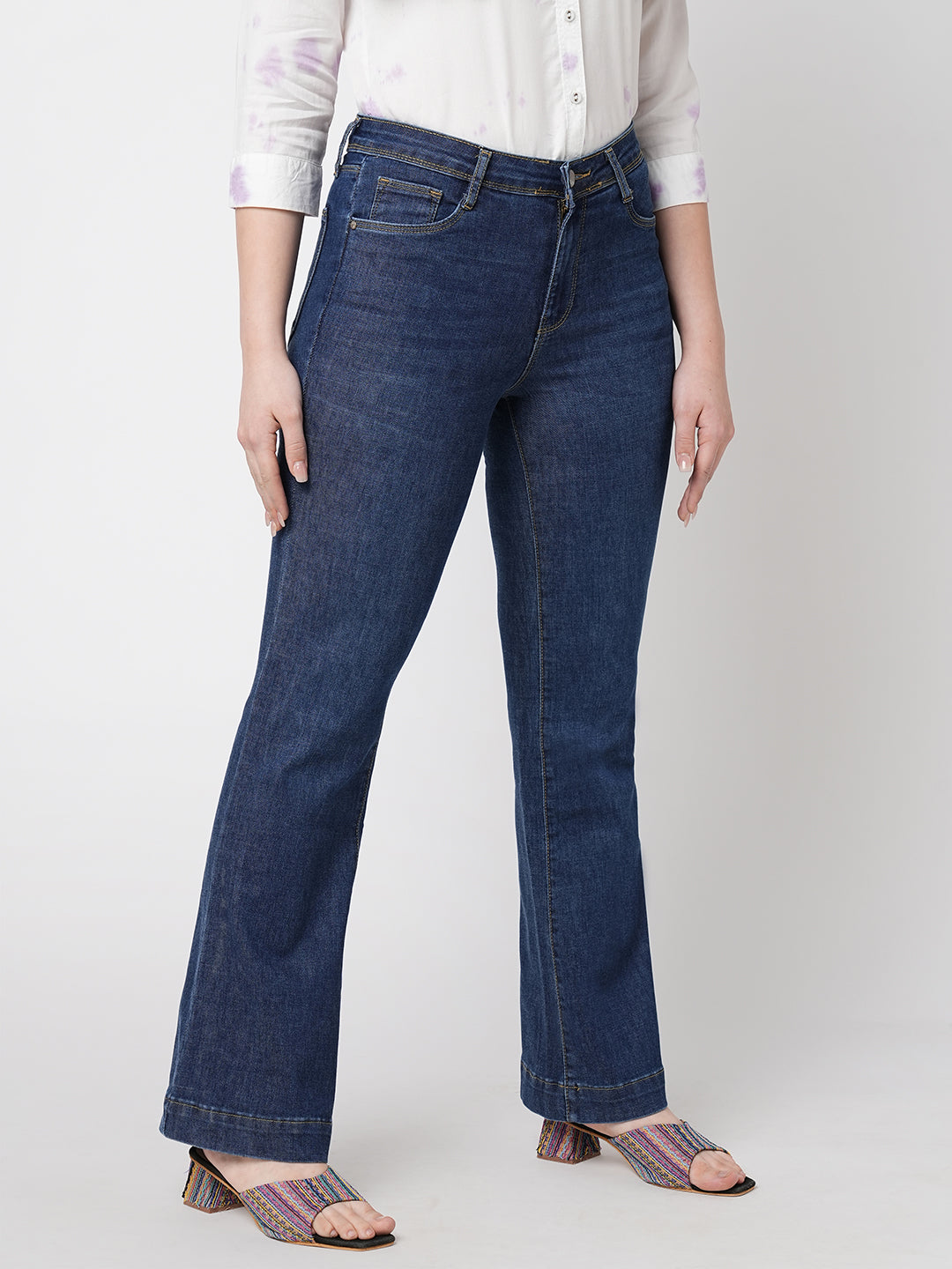 Women Blue High-Rise Flare Jeans