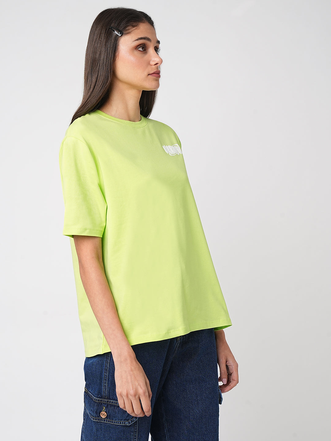 Women Naruto Lime Boxy Graphic Tees