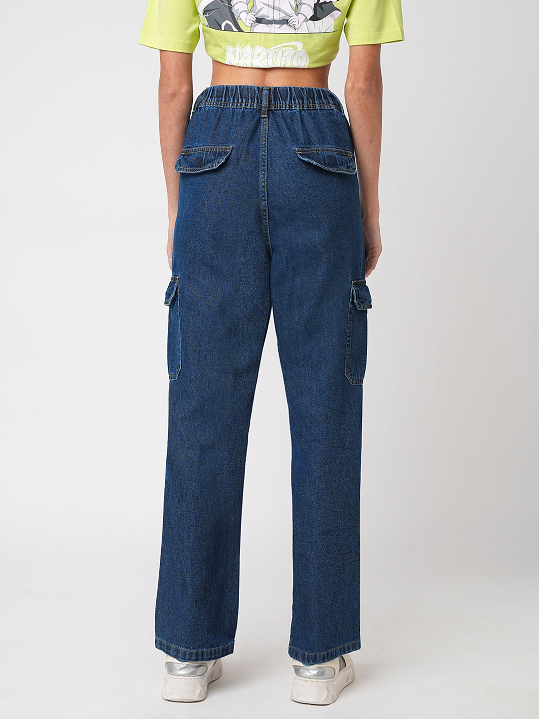 Women Dark Blue High-Rise Cargo