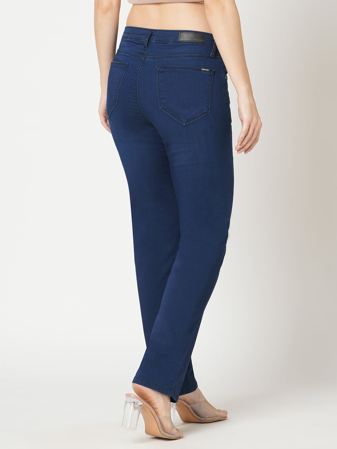 Women Carbon Blue High-Rise Slim Straight Fit Jeans