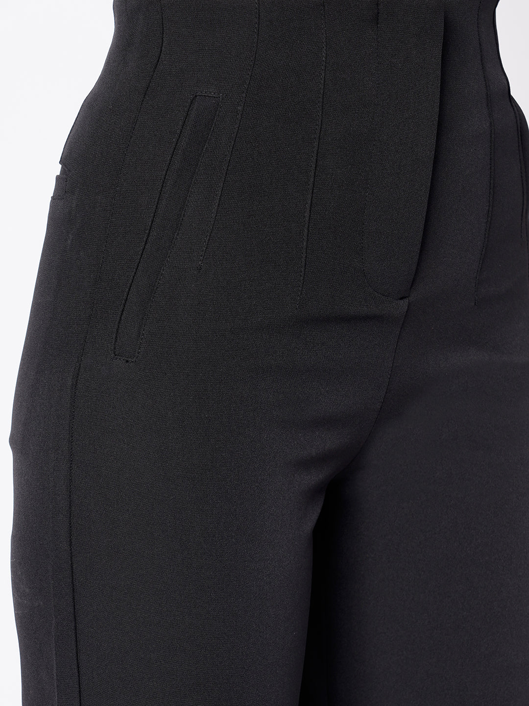 Women Black High-Rise Trousers