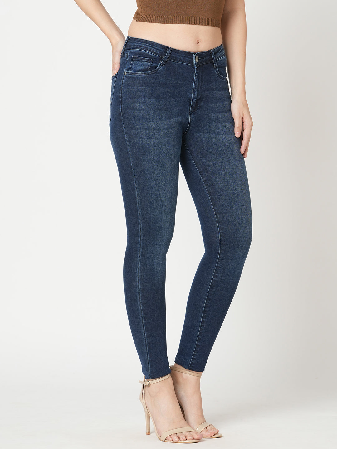 Women Dark Blue High-Rise Skinny Jeans