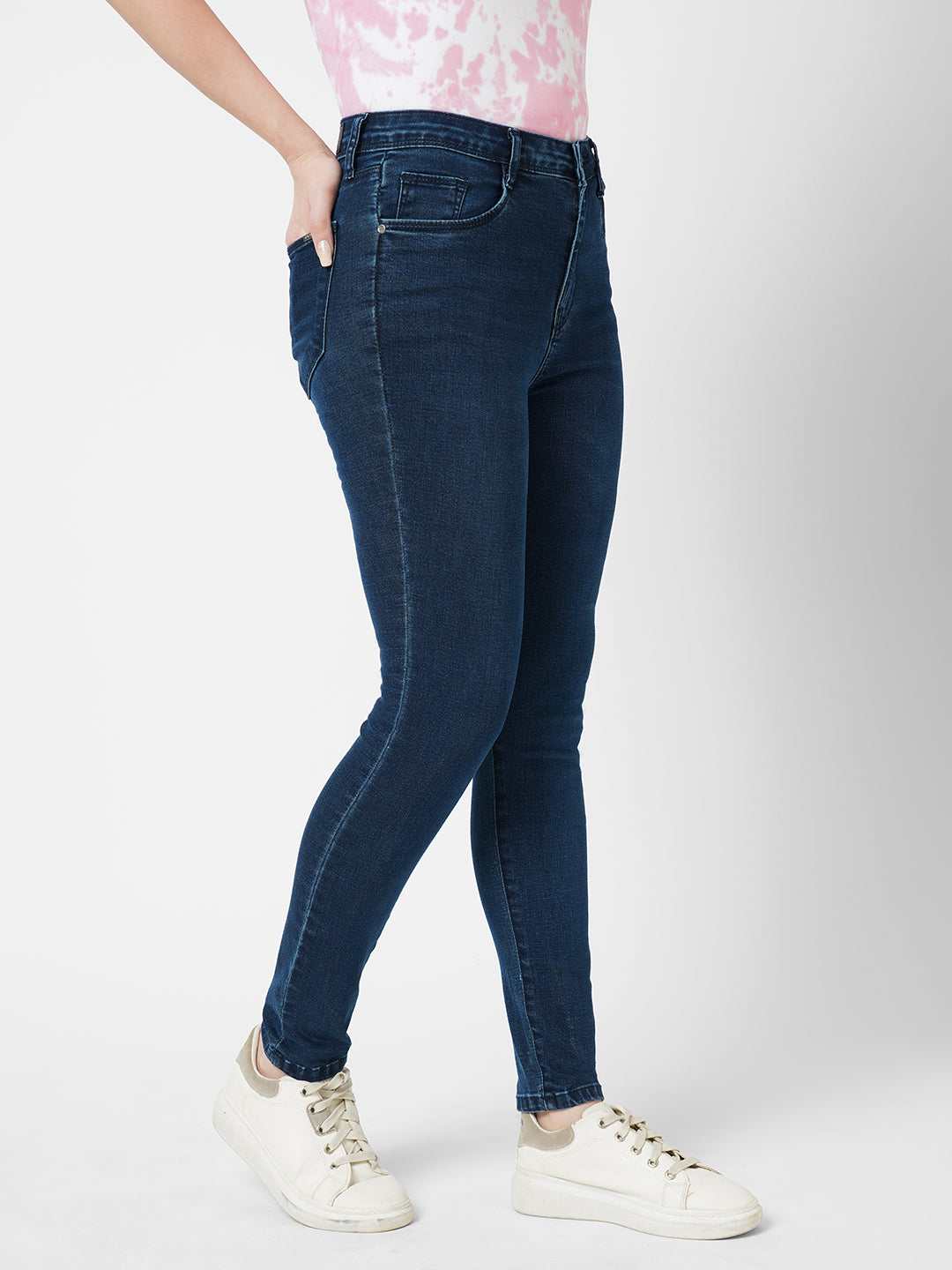 Women Dark Blue Sky High-Rise Skinny Jeans