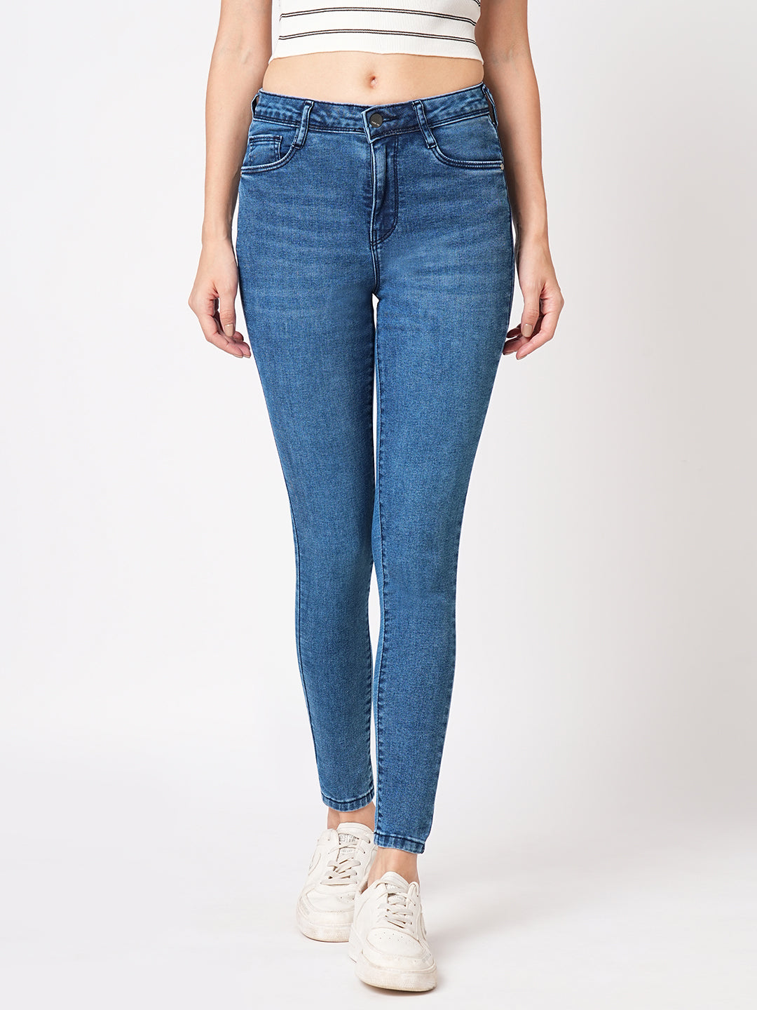 Women Blue High-Rise Skinny Jeans